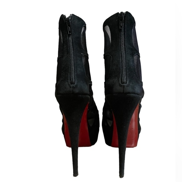 Christian Louboutin Mesh Altarakna 150 Black Suede Platform High Heeled Booties - Picture 7 of 9